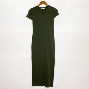 Stateside Alma Tee Maxi Dress Size Xs Short Sleeve Forest‎ Green Cotton Blend